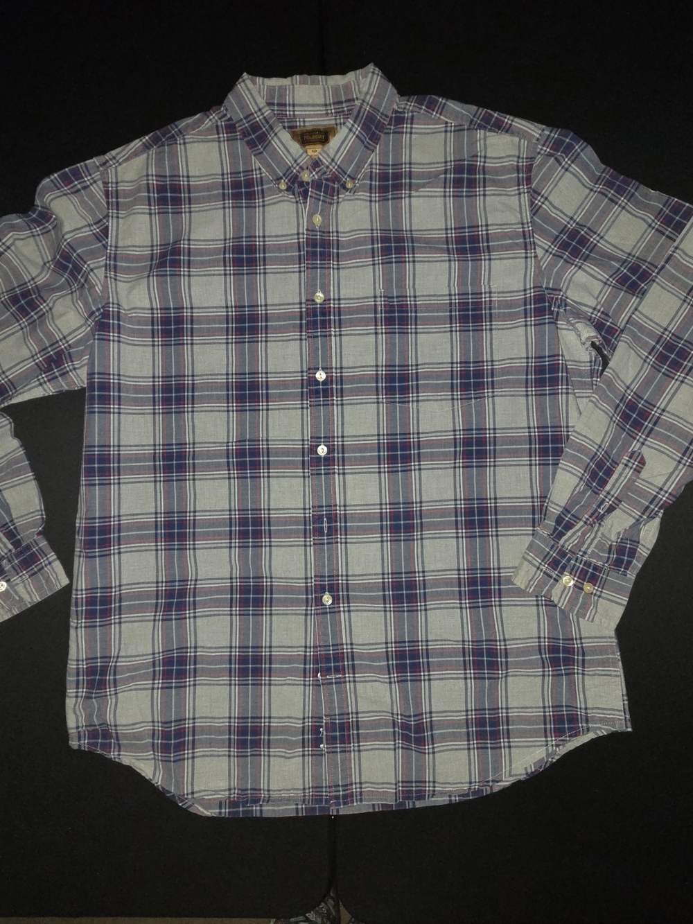 The Foundry Supply Co. Men's Plaid Button-Down Shirt-Gray,Blue & Purple Size XLT
